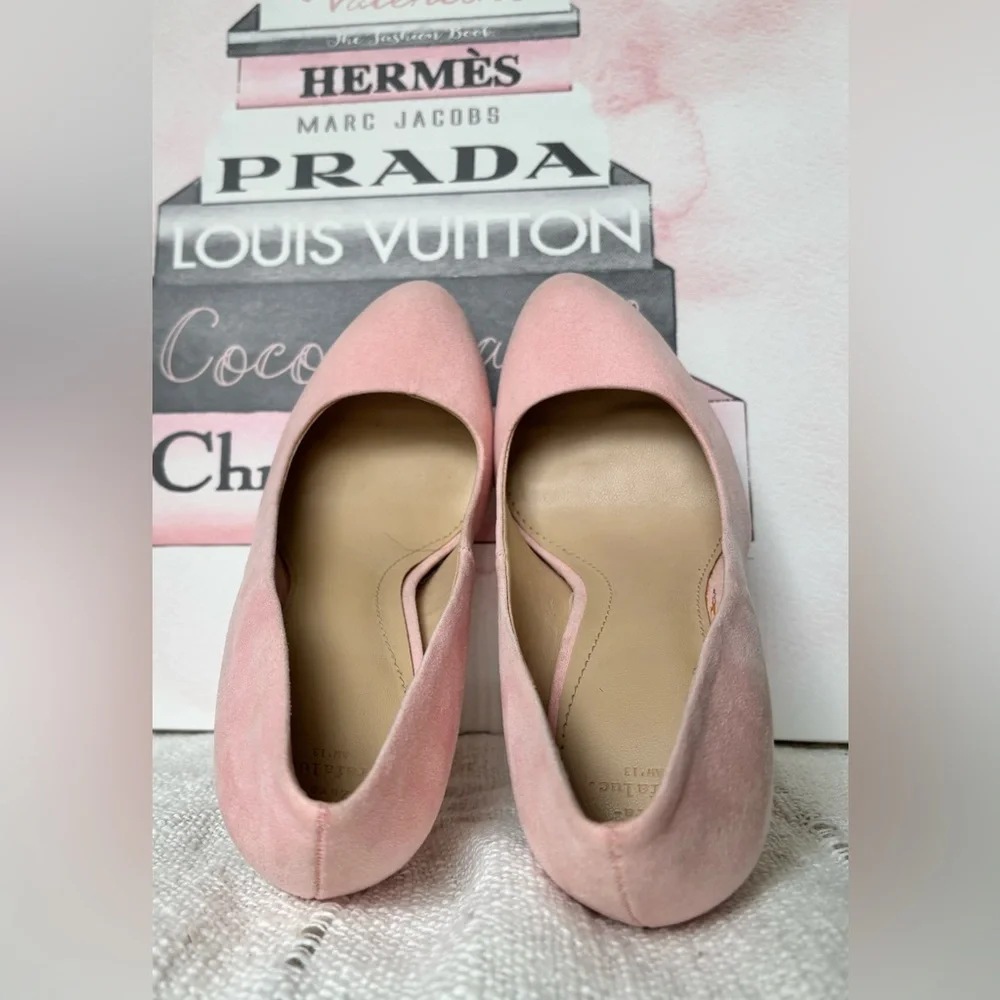 Zara Trafaluc Stiletto 4” Heels Faux Suede Round Pointy Toe Blush Pink Size 6